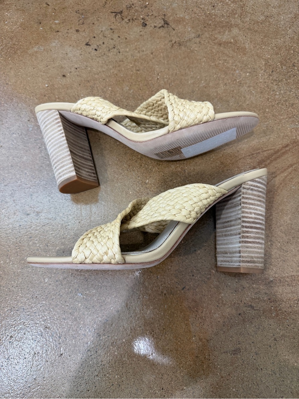 PAIGE Nova Raffia Mules Braided Crossover Sandals Size 9.5 NWOT Block Heel - Picture 3 of 7